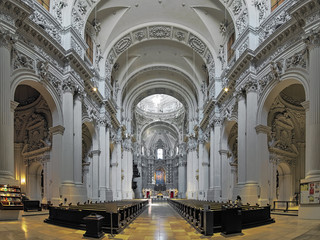 Interior of Theatinerkirche (Theatine Church of St. Cajetan) in Munich, Germany