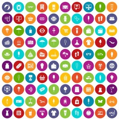 100 summer shopping icons set color
