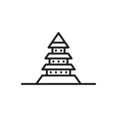 Vector icon Asian pagoda in linear style isolated on white background. Architectural the building is a symbol of Buddhist temple