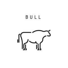 Vector of bull design outline on white background. Farm Animals, Vector illustration.