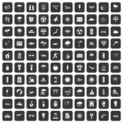 100 sun icons set black