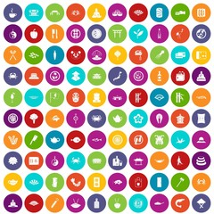 100 sushi bar icons set color