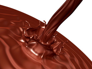 3d melting chocolate lake waving with round shape. Valentine 3D Illustration Design Series.