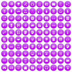 100 IT business icons set purple