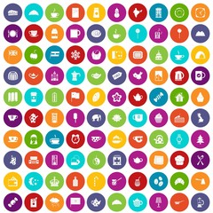 100 tea cup icons set color