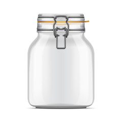 Vector empty Bale Glass Jar with Swing Top Lid isolated over white background