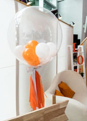 Unique décor balloon detail closed up for matching with orange color theme living room display