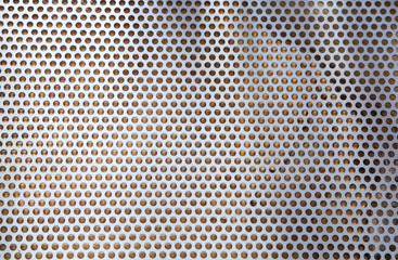 Perforated metal stainless steel sheet viewed from above