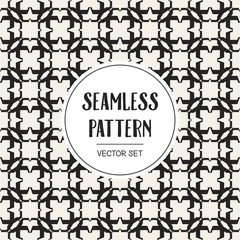 Abstract concept vector monochrome geometric pattern. Black and white minimal background. Creative illustration template. Seamless stylish texture. For wallpaper, surface, web design, textile, decor.