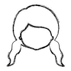 monochrome blurred silhouette of caricature faceless woman with double pigtails hairstyle