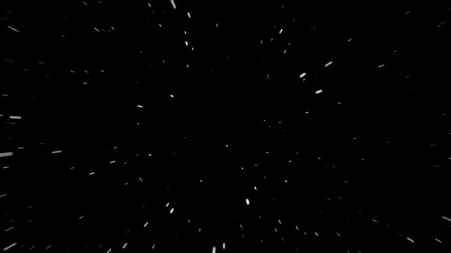 Flight of abstract stars of galaxy on black background.