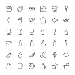 food icons set on white background