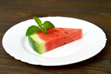 Close up of fresh watermelon on the plate