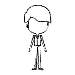 monochrome blurred silhouette of caricature faceless groom guy in wedding formal suit with mushroom haircut