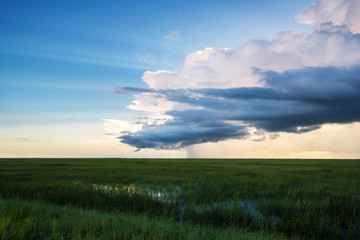 Clouds over the Field at Sunset