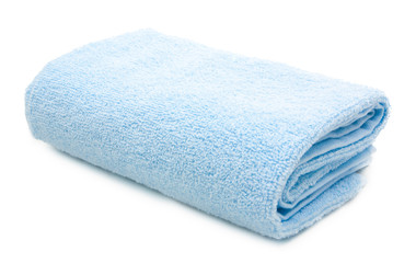 Fototapeta na wymiar Blue towel isolated on white