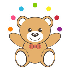 Fototapeta na wymiar Toy bear with with colorful balls
