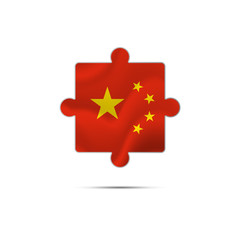 Isolated piece of puzzle with the China flag. Vector illustration.