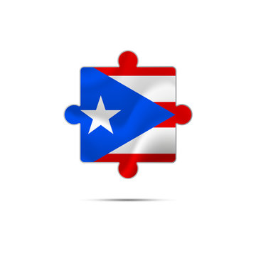 Isolated piece of puzzle with the Puerto Rico flag. Vector illustration.
