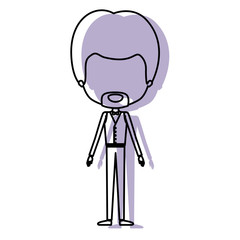silhouette lilac color shadow of contour caricature faceless groom guy in wedding formal suit with van dyke beard