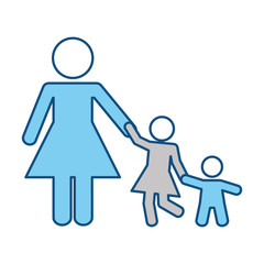 Mother with daugther and son pictogram