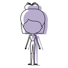 watercolor silhouette with skinny faceless woman in clothes with bun medium modern hairstyle