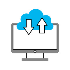 computer desktop with cloud computing