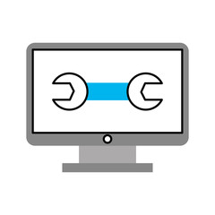 computer desktop with wrench