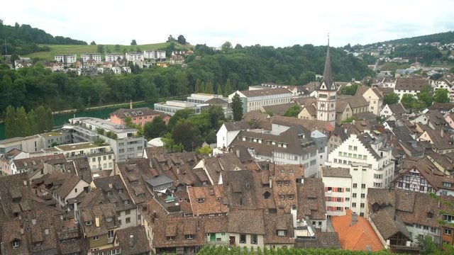Aerial view from the famous and historical Munot, Schaffhausen, Switzerland