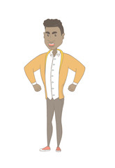 Young african-american angry man screaming.