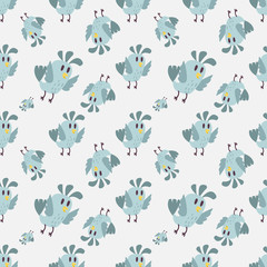 Cute birds seamless pattern vector illustration cartoon colorful
