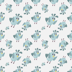 Cute birds seamless pattern vector illustration cartoon colorful