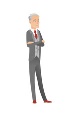 Caucasian confident businessman with folded arms.