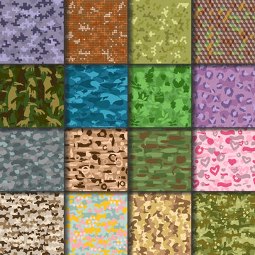 Universal handdrawn seamless pattern abstract fill military or hunters background vector illustration.