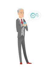 Caucasian businessman holding a mobile phone.