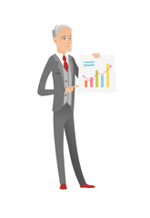 Caucasian businessman showing financial chart.