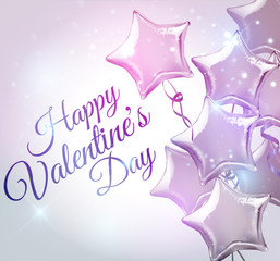 Happy Valentine's Day background with star shaped balloons. Vector illustration.Wallpaper.flyers, invitation, posters, brochure, banners