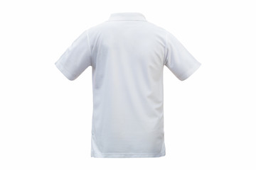 White T-shirts back isolated white background. with clipping path