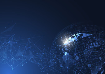 Global network connection. World map point and line composition concept of global business. Vector Illustration