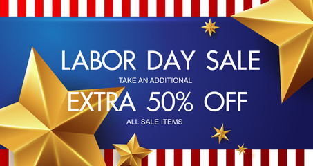 Labor day sale promotion advertising banner template.American labor day wallpaper.voucher discount.Vector illustration .
