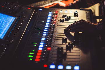 Mixing console at the concert