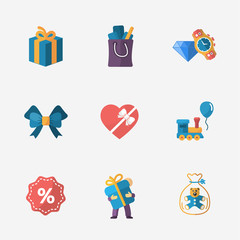 Gift modern colorful shop icons