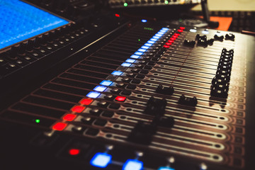 Mixing console at the concert
