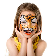 cute little girl with painted face
