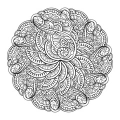 Abstract black and white mandala pattern