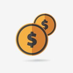 Coins Icon with dollar sign.