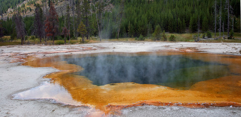 Emerald Pool hot spring in the Black Sand Geyser Basin in Yellowstone National Park in Wyoming USA