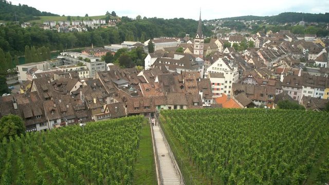 Aerial view from the famous and historical Munot, Schaffhausen, Switzerland