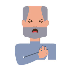 Man with heart attack face cartoon
