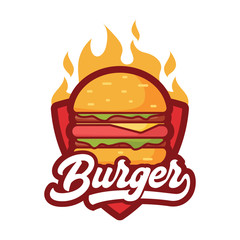 Burger Logo, Emblem Vector Logo - obrazy, fototapety, plakaty